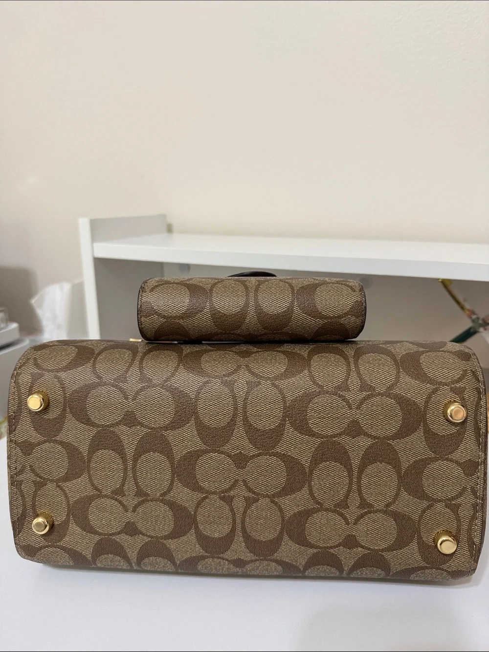 Coach Brown Signature Canvas Satchel and Wallet Set